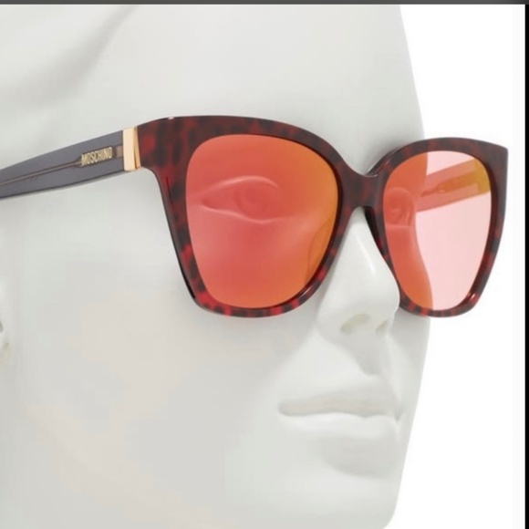 MOSCHINO Cat Eye Sunglasses Multilay 55mm Redleopard/Orange main image 7